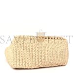 PRADA RAFFIA EMBROIDERED SMALL LOGO TOTE BAG NATURALE (21*21*11cm) - Image 3