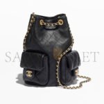 CHANEL BLACK BACKPACK SHINY LAMBSKIN & GOLD-TONE METAL AS5310 (24*18*7cm) - Image 2