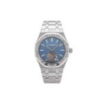 AUDEMARS PIGUET ROYAL OAK SELFWINDING FLYING TOURBILLON PLATINUM LIGHT BLUE DIAL WATCH 26535PT.ZZ.1220PT.01