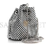PRADA SATIN CRYSTAL DRAWSTRING MINI POUCH BLACK (9*9*6cm) - Image 2