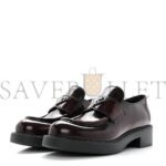 PRADA SPAZZOLATO METAL TRIANGLE LOGO 50MM LOAFERS 39 BRUCIATIO FUME - Image 2