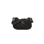 CHANEL BLACK QUILTED LAMBSKIN HOBO BAG BRUSHED GOLD HARDWARE (20.5*12*4.5cm)
