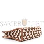 PRADA JACQUARD SAFFIANO TRIANGOLO SYMBOLE EMBROIDERED SMALL TOTE TOBACCO TALCO (28*22*9cm) - Image 3