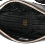 PRADA SOFTY CALFSKIN TRIANGLE SHOULDER BAG BLACK (28*16*10cm) - Image 4