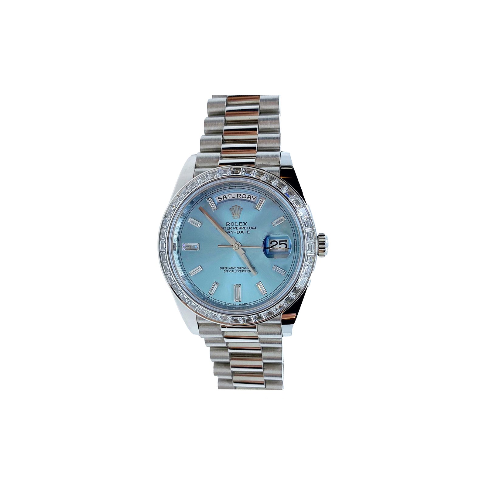 3de93fed6e9a048914887bba9ff4f9b5d18a504c ROLEX DAY-DATE PLATIN BAUGETTE DIAMONDS WATCH 228396TBR - Image 1
