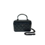 CHANEL MATELASSE 2WAY VANITY CASE BLACK LAMBSKIN AP2199 (16*10*8cm)