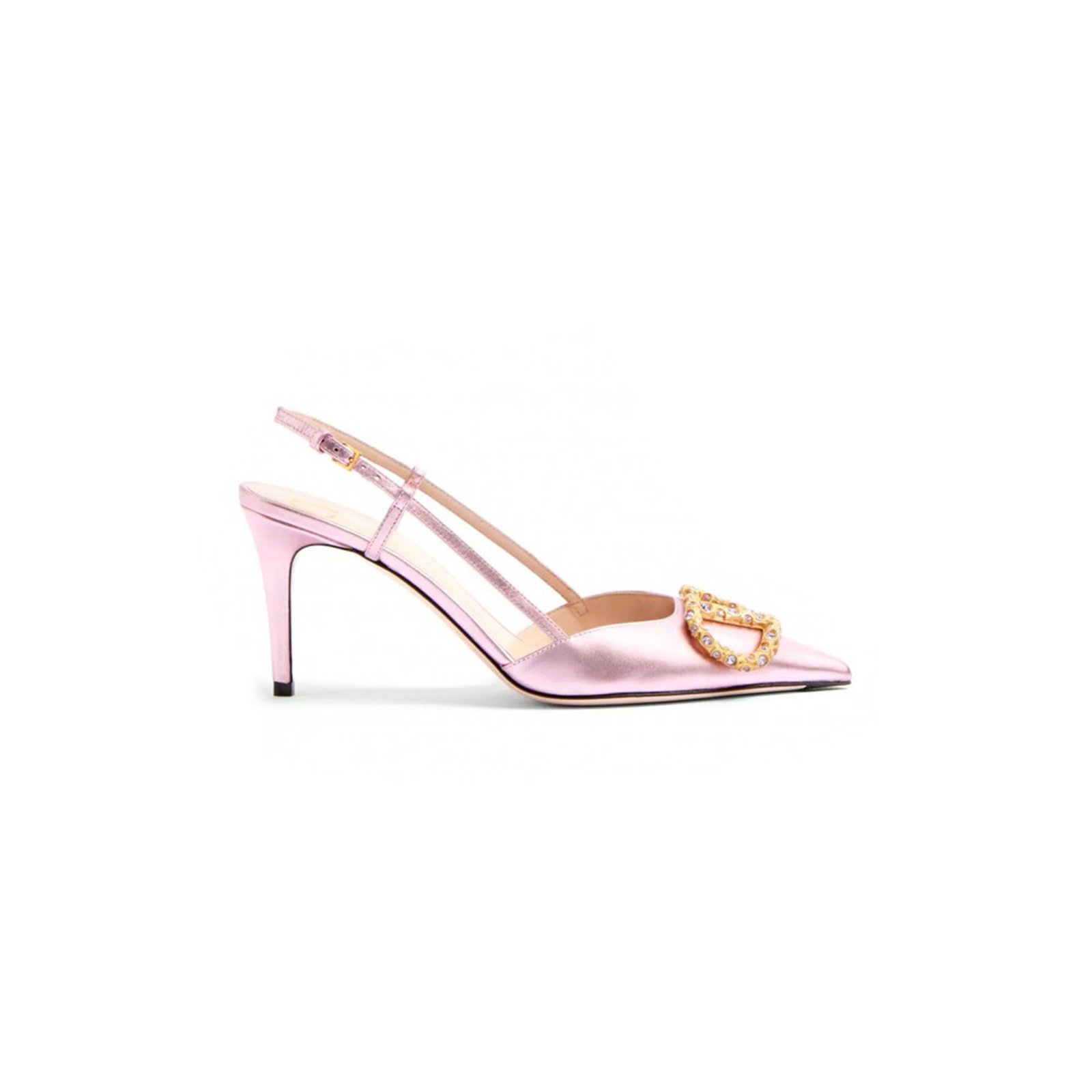 3ec23266cd9c2475b95ec3a1c221a3e3f851ebb2 VALENTINO VLOGO SIGNATURE SLINGBACK PUMP IN LAMINATED NAPPA LEATHER 80MM 6W2S0R01LUY_BSV - Image 1
