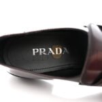 PRADA SPAZZOLATO METAL TRIANGLE LOGO 50MM LOAFERS 39 BRUCIATIO FUME - Image 5