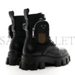 PRADA SPAZZOLATO ROIS RE-NYLON METAL TRIANGLE LOGO MENS MONOLITH POUCH POCKET 60MM COMBAT BOOTS 7.5 BLACK - Image 4