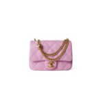 CHANEL PINK CAVIAR QUILTED SWEETHEART FLAP GOLD HARDWARE (20*14*6cm)