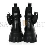 PRADA SPAZZOLATO ROIS RE-NYLON METAL TRIANGLE LOGO MENS MONOLITH POUCH POCKET 60MM COMBAT BOOTS 9.5 BLACK - Image 5