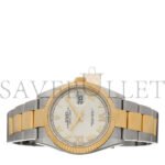 ROLEX STAINLESS STEEL 18K YELLOW GOLD DIAMOND 36MM OYSTER PERPETUAL DATEJUST WATCH SILVER ROMAN 126233 - Image 2