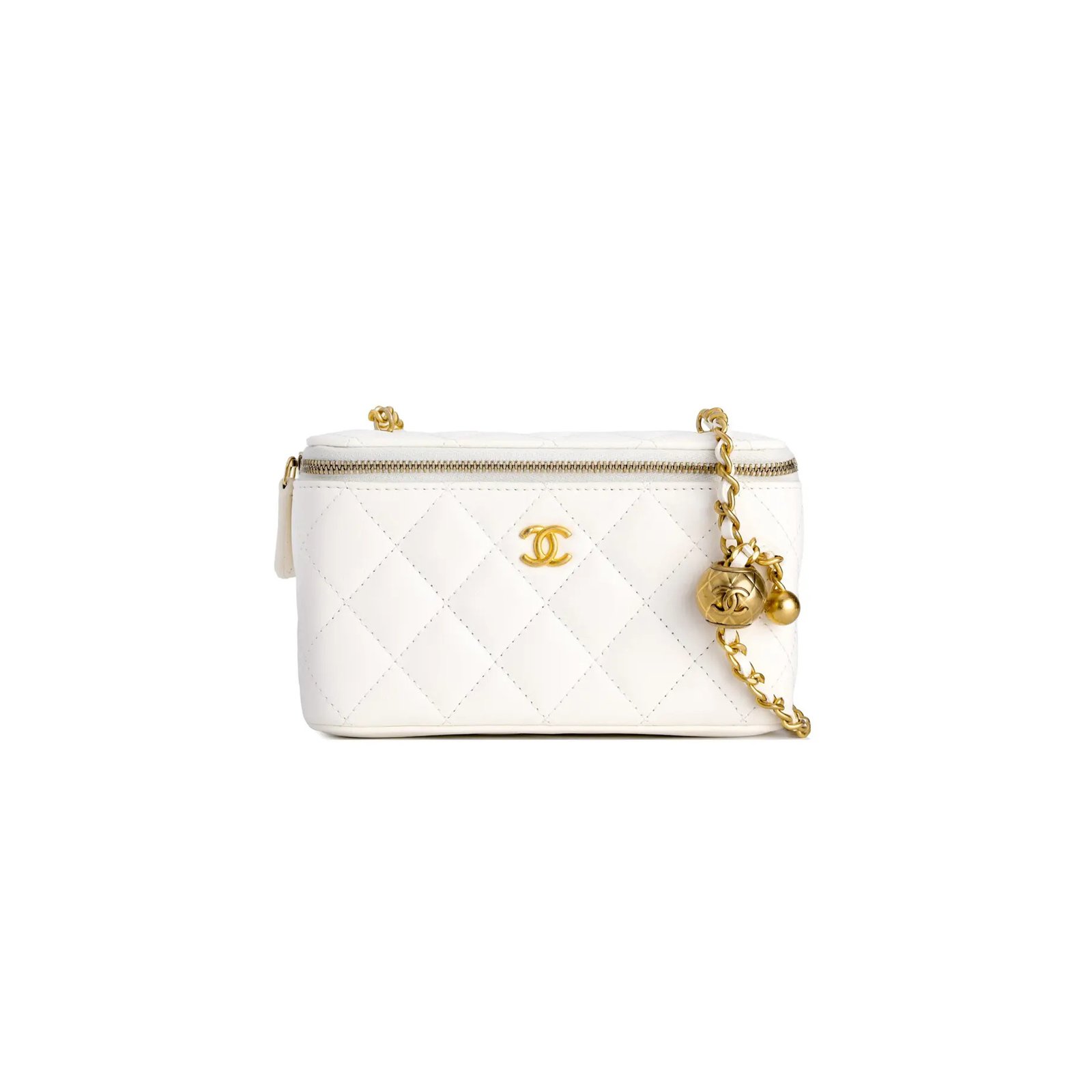 457ee20fa3d32c5d8f659b0a5c985d3f0be63ed8 CHANEL LITTLE GOLDEN BALL SHEEPSKIN BOX BAG SHOULDER BAG CROSSBODY BAG REGULAR WOMEN'S WHITE (17*9.5*8cm) - Image 1