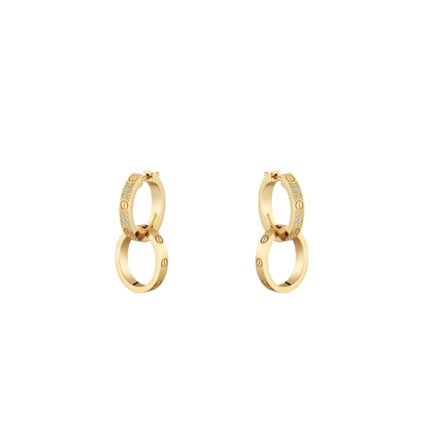CARTIER LOVE YELLOW GOLD EARRINGS, TRANSFORMABLE, SEMI-PAVED N8515241