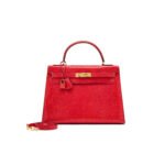 HERM�S MASTER FLAG RED LIZARD KELLY 28 GOLD HARDWARE (28*22*10cm)