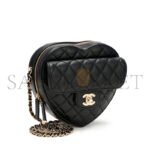 CHANEL BLACK QUILTED LAMBSKIN CC IN LOVE HEART BAG GOLD HARDWARE AS3191 (18*16.5x*6.5cm) - Image 2