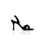 MANOLO BLAHNIK CALLASLI BLACK VELVET SLINGBACK SANDALS 324-2985-0002