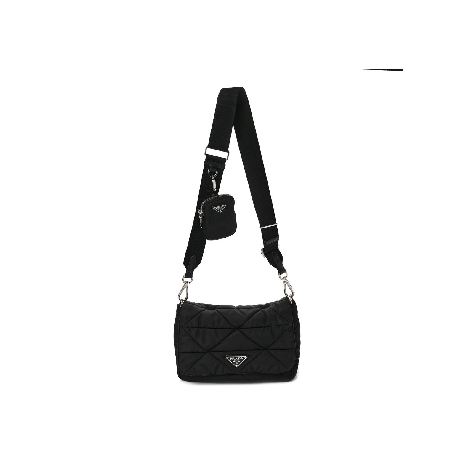 4aacc7c78f3ce124eb64f21c26edd07400d83201 PRADA NYLON TESSUTO QUILTED PADDED SHOULDER BAG BLACK (25*18*9m) - Image 1