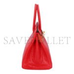 HERM�S MASTER BIRKIN 30 LIZARD RED GOLD BUCKLE H028352CA53 (30*22*16cm) - Image 4