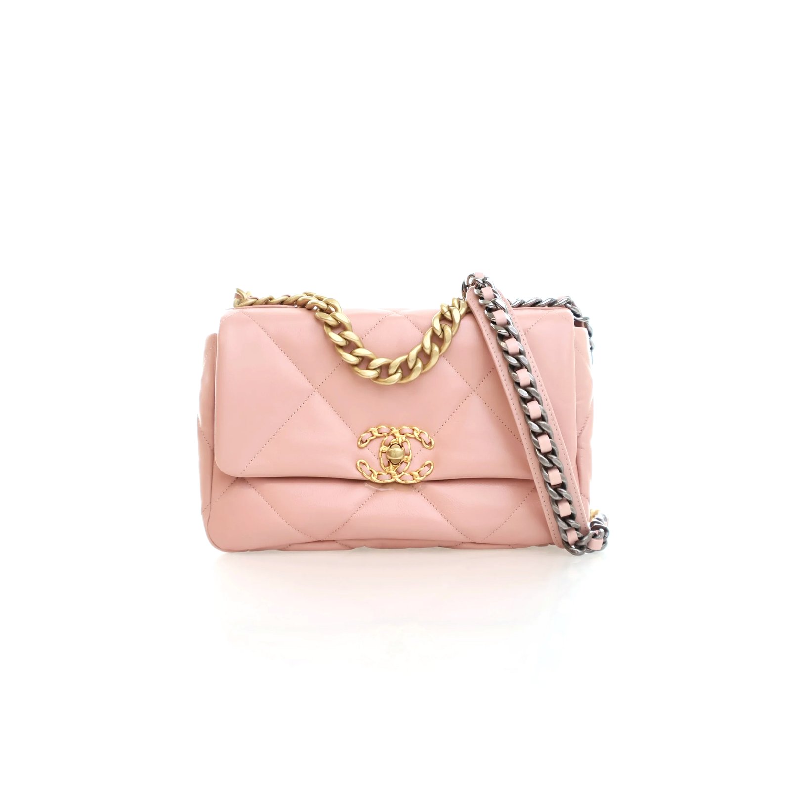 4b9da9979f64a97c195e89dd8f97f7a62334a139 CHANEL 19 FLAP SMALL PINK GOATSKIN AS1160 (26*16*9cm) - Image 1