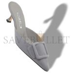 MANOLO BLAHNIK MAYSALE GREY SUEDE BUCKLE DETAIL MULES 9XX-0246-0068 - Image 3