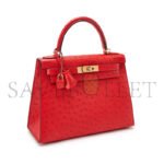 HERM�S MASTER HEART RED OSTRICH KELLY 25 GOLD HARDWARE (25*17*7cm) - Image 2