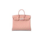 HERM�S MASTER BIRKIN 25 OSTRICH PORCELAIN POWDER SILVER BUCKLE H041944CK81 (25*20*13cm)