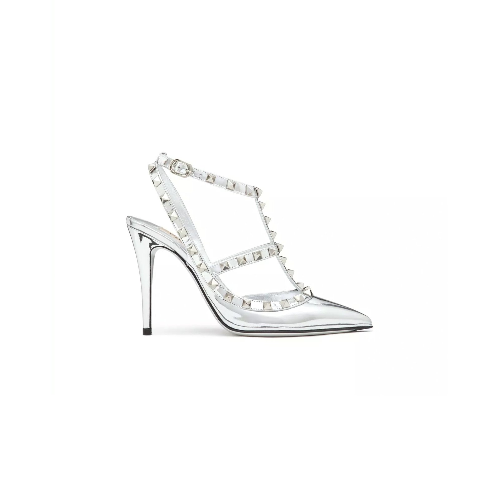 4e05cb9a44b3f584f3a1cdeaf0e24fc4d648d862 VALENTINO ROCKSTUD MIRROR-EFFECT PUMP WITH MATCHING STRAPS AND STUDS 100MM 3W2S0393WRP_S13 - Image 1