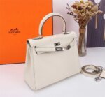 Hermès Kelly Togo Calf Sliver hardware Milkshake white size: 25Cm/ 28Cm - Image 8