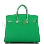 HERM�S MASTER BIRKIN 25 CROCODILE AND TOGO LEATHER BAMBOO GREEN SILVER BUCKLE H076216CK21 (25*20*13cm) - Image 2