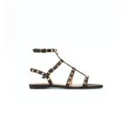 VALENTINO ROCKSTUD FLAT CALFSKIN SANDAL WITH STRAPS 5W2S0A05VOD_0NO
