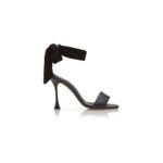 MANOLO BLAHNIK CHASTANA BLACK NAPPA LEATHER BOW DETAIL SANDALS 125-2827-0001