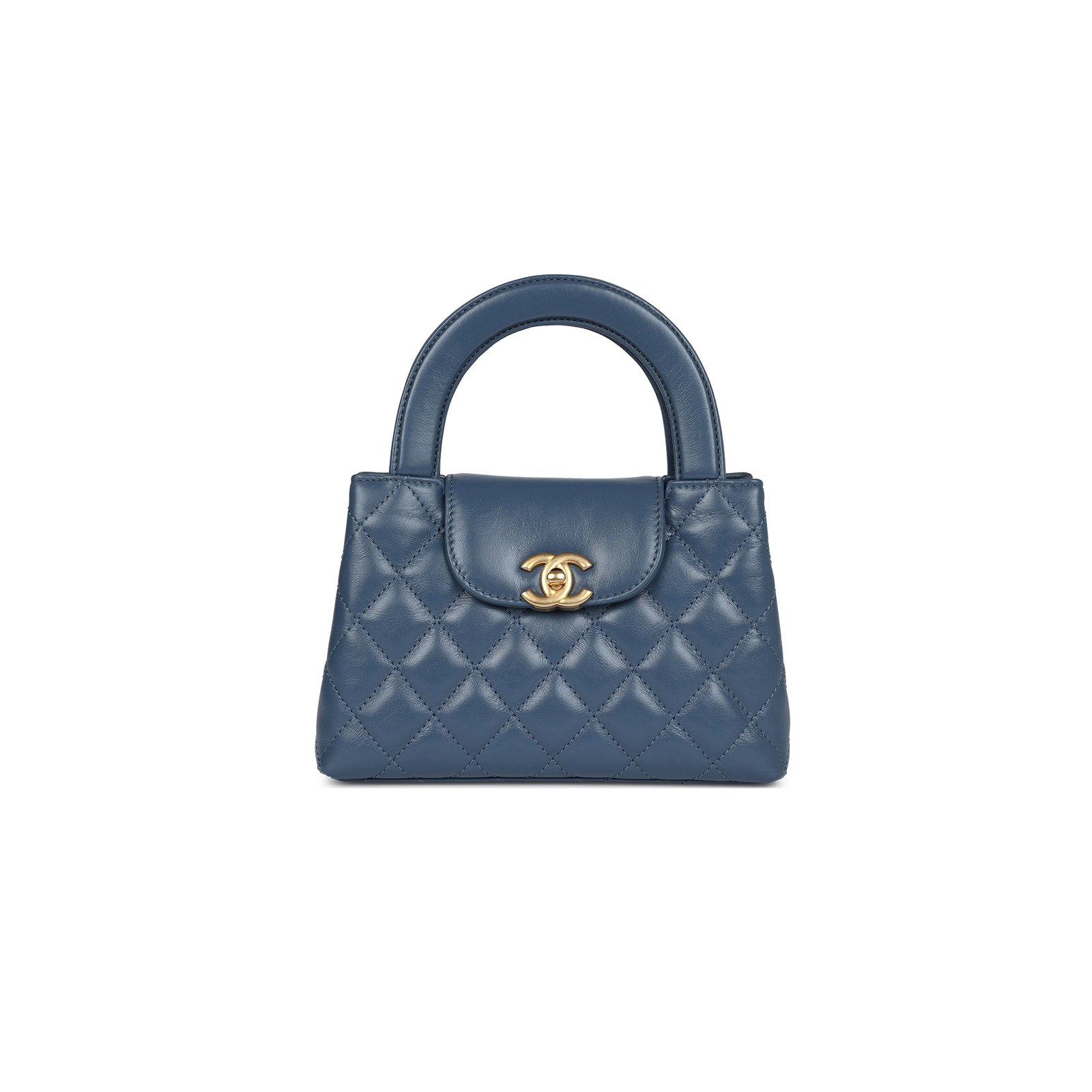 512b3b93a558abf765bd716e4345e6cb8c1a1cba CHANEL KELLY SHOPPER BLUE SHINY AGED CALFSKIN BRUSHED GOLD HARDWARE AS4416 (19*13*7cm) - Image 1
