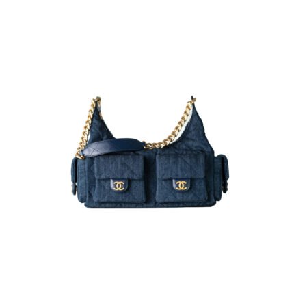 CHANEL 25C�HOBO�HIPPIE�BAG�DARK�DENIM�BLUE AS5302 (35*27*18cm)