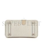 HERM�S MASTER BIRKIN 25 OSTRICH LEATHER WOOL WHITE SILVER BUCKLE H041944CK86 (25*20*13cm) - Image 2