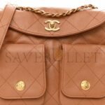 CHANEL SHINY CALFSKIN QUILTED SUPPLE TWINS SMAL HOBO BAG BROWN (24.5*19*5cm) - Image 5