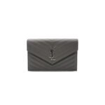 YSL CASSANDRE ENVELOPE CHAIN WALLET IN GRAIN DE POUDRE LEATHER 393953BOW021257 (19*12.5*3.5cm)