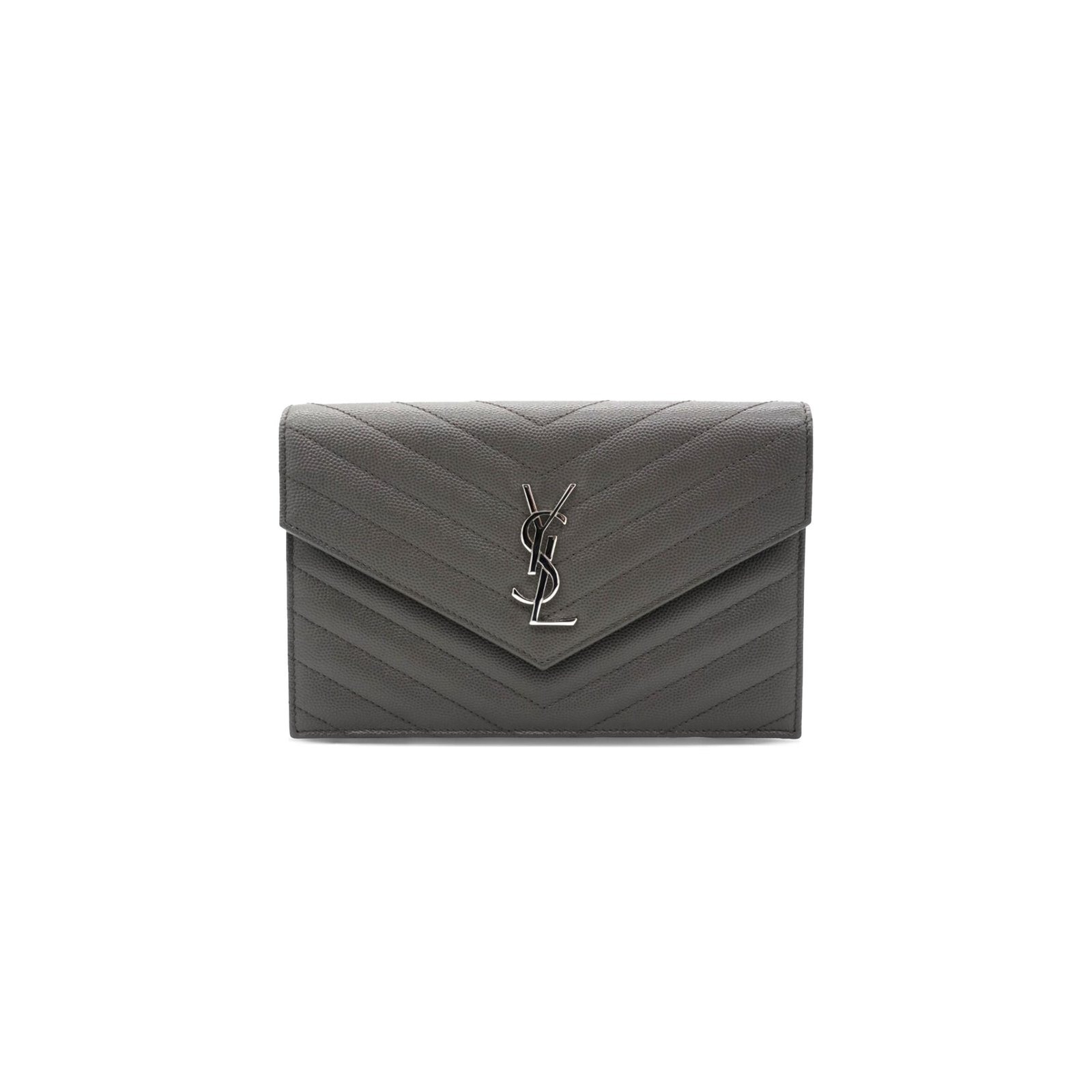 52f8edf8932df0245f8aac57e842d7485ce94668 YSL CASSANDRE ENVELOPE CHAIN WALLET IN GRAIN DE POUDRE LEATHER 393953BOW021257 (19*12.5*3.5cm) - Image 1