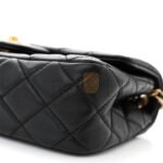 CHANEL LAMBSKIN QUILTED MINI RECTANGULAR PEARL CRUSH FLAP BLACK AS1787 (19*13*6cm) - Image 6
