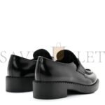PRADA SPAZZOLATO METAL TRIANGLE LOGO 50MM LOAFERS 40 BLACK - Image 3