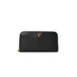 PRADA SAFFIANO METAL ZIP AROUND WALLET BLACK (18*11*3cm)