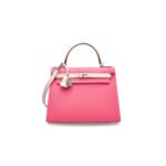 HERM�S MASTER ROSE AZAL�E & CRAIE EPSOM LEATHER SELLIER KELLY 25 WITH BRUSHED PALLADIUM HARDWARE (25*17*7cm)