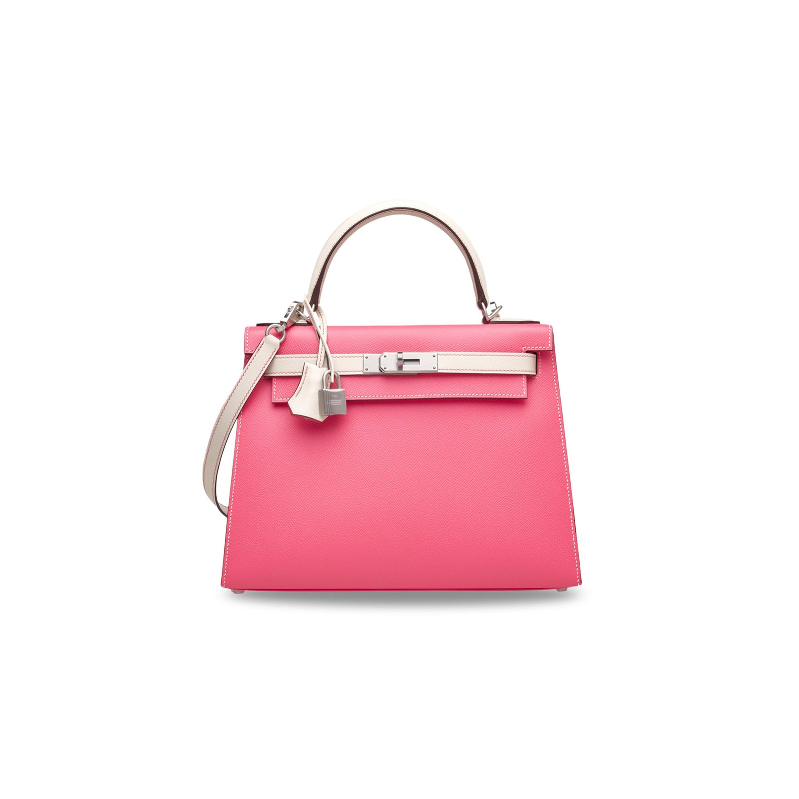 53682e8994145d1c74daacfc1621e7fb8d157709 HERM�S MASTER ROSE AZAL�E & CRAIE EPSOM LEATHER SELLIER KELLY 25 WITH BRUSHED PALLADIUM HARDWARE (25*17*7cm) - Image 1