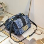 Women’s Fashion Canvas Blue Cowhide Handbag - Image 8