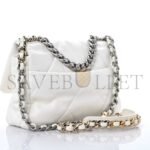 CHANEL LAMBSKIN QUILTED MEDIUM CHANEL 19 FLAP WHITE AS1160 (26*16*9cm) - Image 2