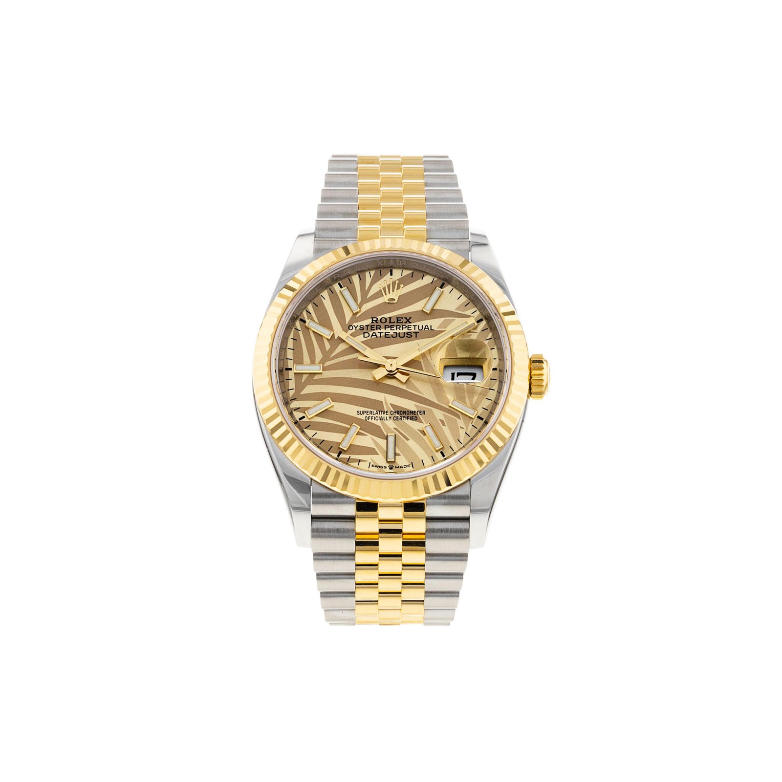 53f089279435efed6dffd368256ccd5e21012f21 ROLEX DATEJUST GOLDEN PALM WATCH 126233 - Image 1