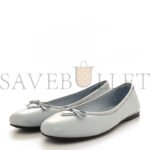 PRADA METALLIC LAMBSKIN BOW BALLERINA FLATS 38.5 FIORDALISO - Image 3