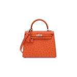 HERM�S MASTER OSTRICH ORANGE KELLY 25 WITH PALLADIUM HARDWARE (25*17*7cm)