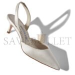 MANOLO BLAHNIK CAROLYNE BRIDE WHITE SATIN SLINGBACK PUMPS 9XX-0027-0002 - Image 3