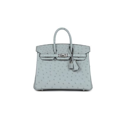 HERM�S MASTER BIRKIN 30 OSTRICH LEATHER GLACIER BLUE SILVER BUCKLE H041933CK71 (30*22*16cm)